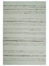 Solid Ivory and brown Woolen Chunky and Soft Berber Area Rug