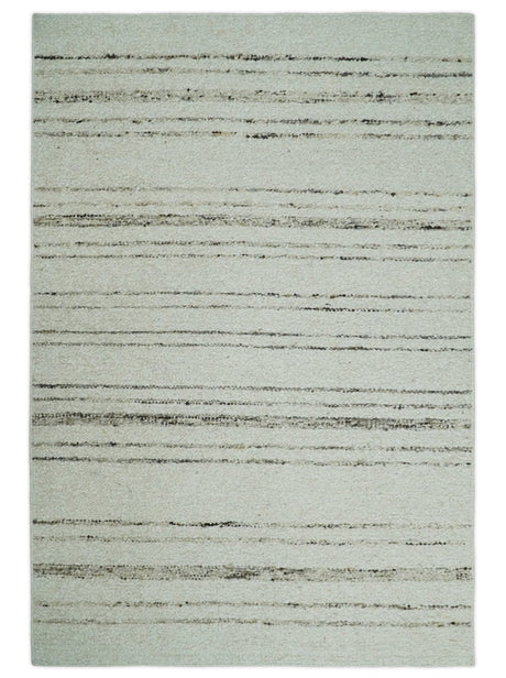 Solid Ivory and brown Woolen Chunky and Soft Berber Area Rug