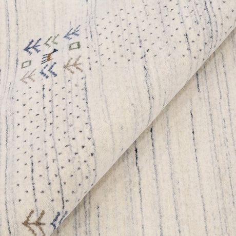 Solid Ivory Border Patterns Hand Loomed Wool Area Rug