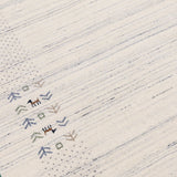 Solid Ivory Border Patterns Hand Loomed Wool Area Rug