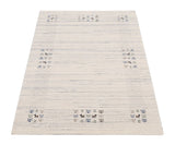 Solid Ivory Border Patterns Hand Loomed Wool Area Rug