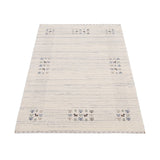 Solid Ivory Border Patterns Hand Loomed Wool Area Rug