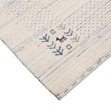 Solid Ivory Border Patterns Hand Loomed Wool Area Rug