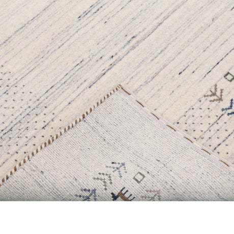 Solid Ivory Border Patterns Hand Loomed Wool Area Rug