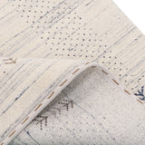 Solid Ivory Border Patterns Hand Loomed Wool Area Rug