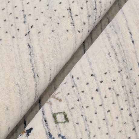 Solid Ivory Border Patterns Hand Loomed Wool Area Rug