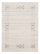 Solid Ivory Border Patterns Hand Loomed Wool Area Rug