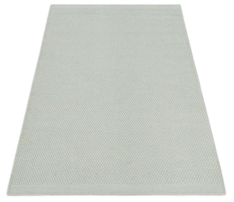 Solid Ivory White Hand made Dari Multi size 5x8, 5x7 and 8x11 Area Rug, Layering, Kids Rug | SOL7