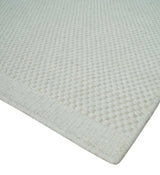 Solid Ivory White Hand made Dari Multi size 5x8, 5x7 and 8x11 Area Rug, Layering, Kids Rug | SOL7