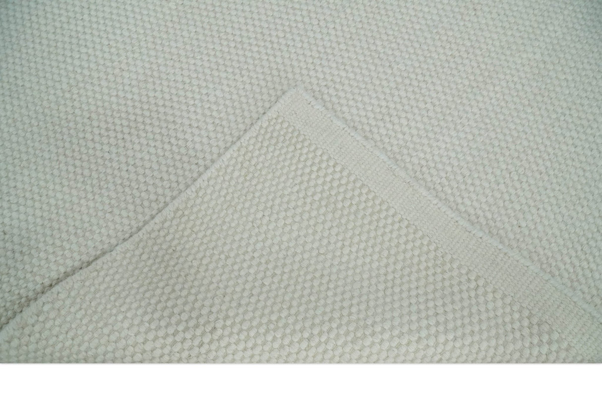 Solid Ivory White Hand made Dari Multi size 5x8, 5x7 and 8x11 Area Rug, Layering, Kids Rug | SOL7