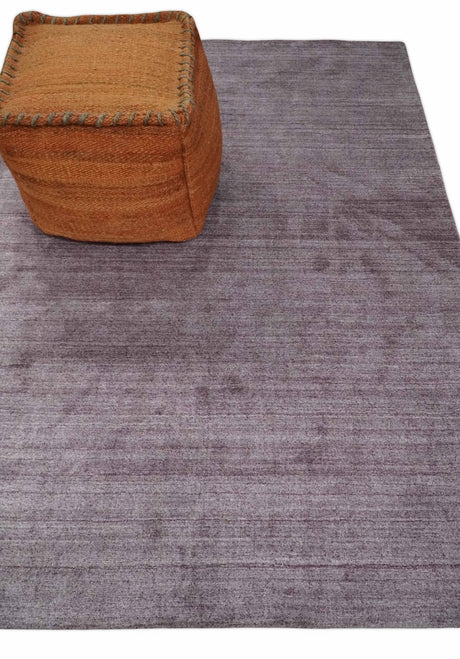 Solid Lavender Purple Scandinavian 5x7 Blended Wool Flatwoven Area Rug