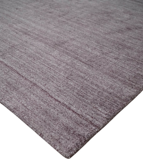 Solid Lavender Purple Scandinavian 5x7 Blended Wool Flatwoven Area Rug