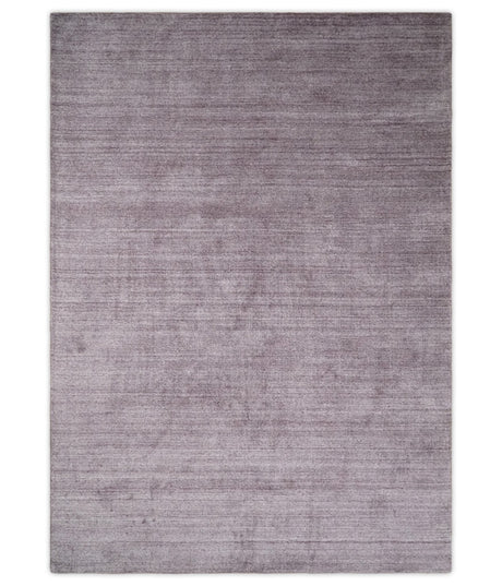Solid Lavender Purple Scandinavian 5x7 Blended Wool Flatwoven Area Rug