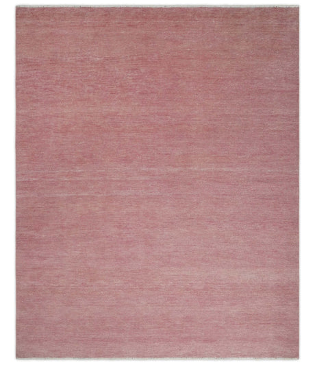 Solid Pink Custom Made Modern Contemporary Hand knotted wool Area Rug