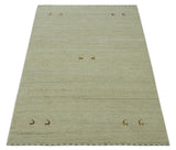 Solid Plain Beige and Charcoal Hand loom Multi size wool area Rug