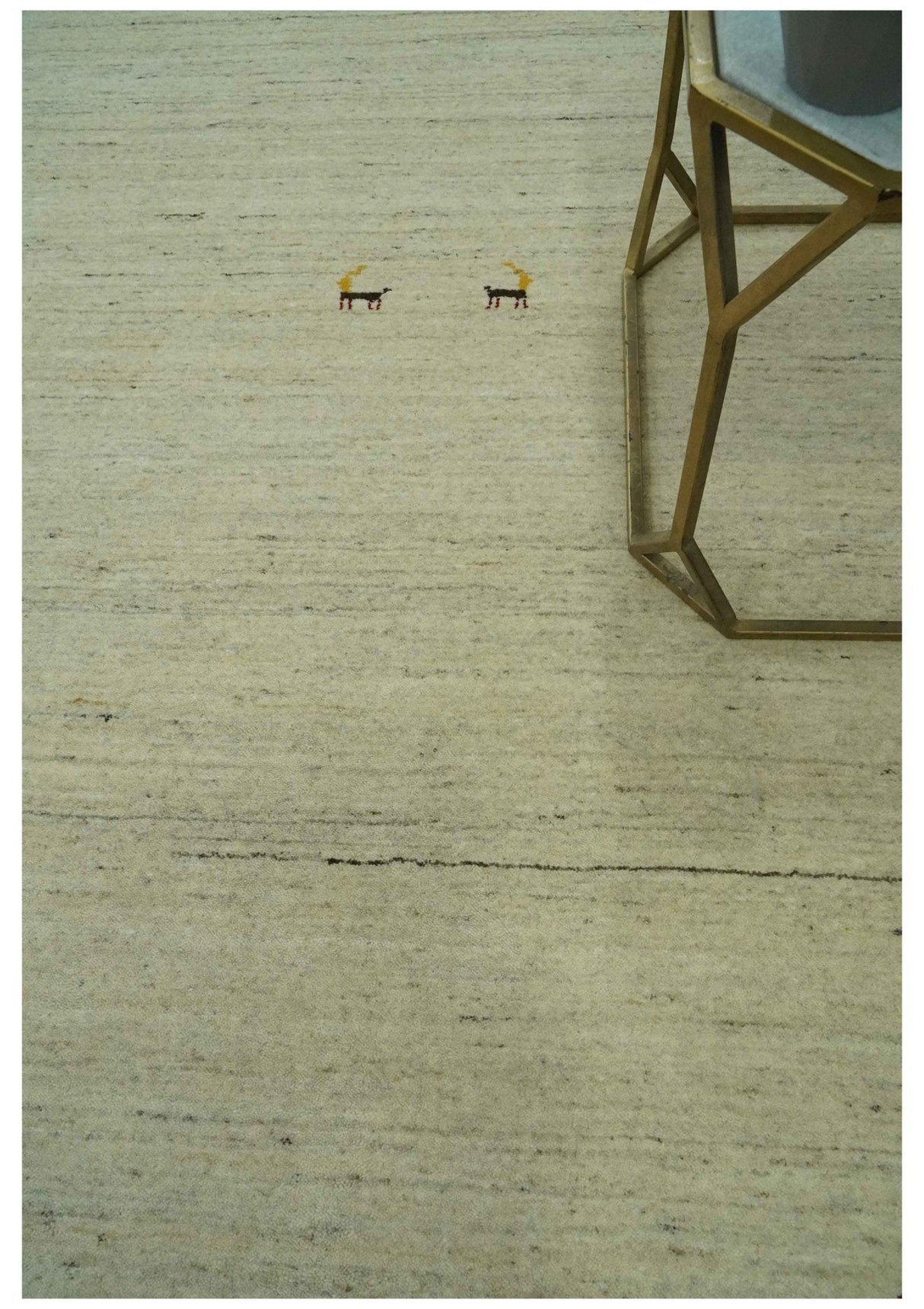 Solid Plain Beige and Charcoal Hand loom Multi size wool area Rug