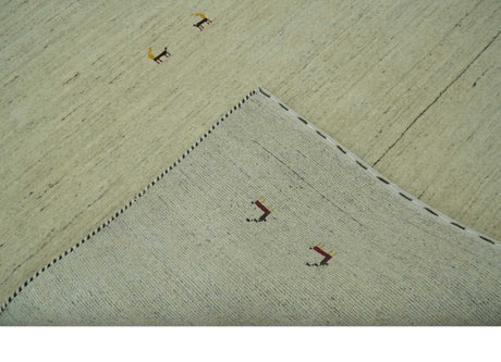 Solid Plain Beige and Charcoal Hand loom Multi size wool area Rug