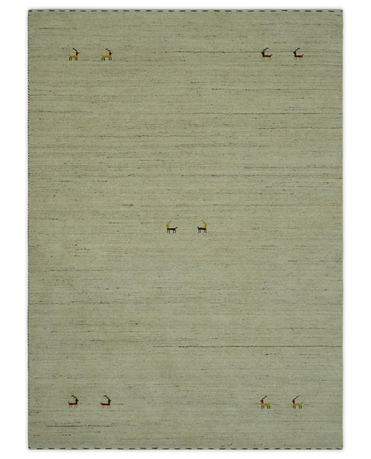 Solid Plain Beige and Charcoal Hand loom Multi size wool area Rug