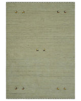 Solid Plain Beige and Charcoal Hand loom Multi size wool area Rug