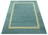 Solid Plain Blue Modern Hand Tufted 8x10 wool area rug