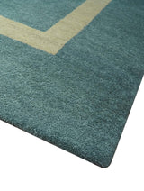 Solid Plain Blue Modern Hand Tufted 8x10 wool area rug