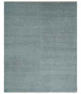 Solid Plain Gray Hand knotted Modern look 8x10 wool Area Rug