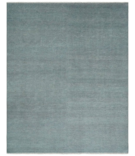 Solid Plain Gray Hand knotted Modern look 8x10 wool Area Rug