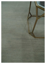 Solid Plain Ivory and Charcoal 5.6x8 wool and Art Silk Area Rug-Area Rug-Parc Decor