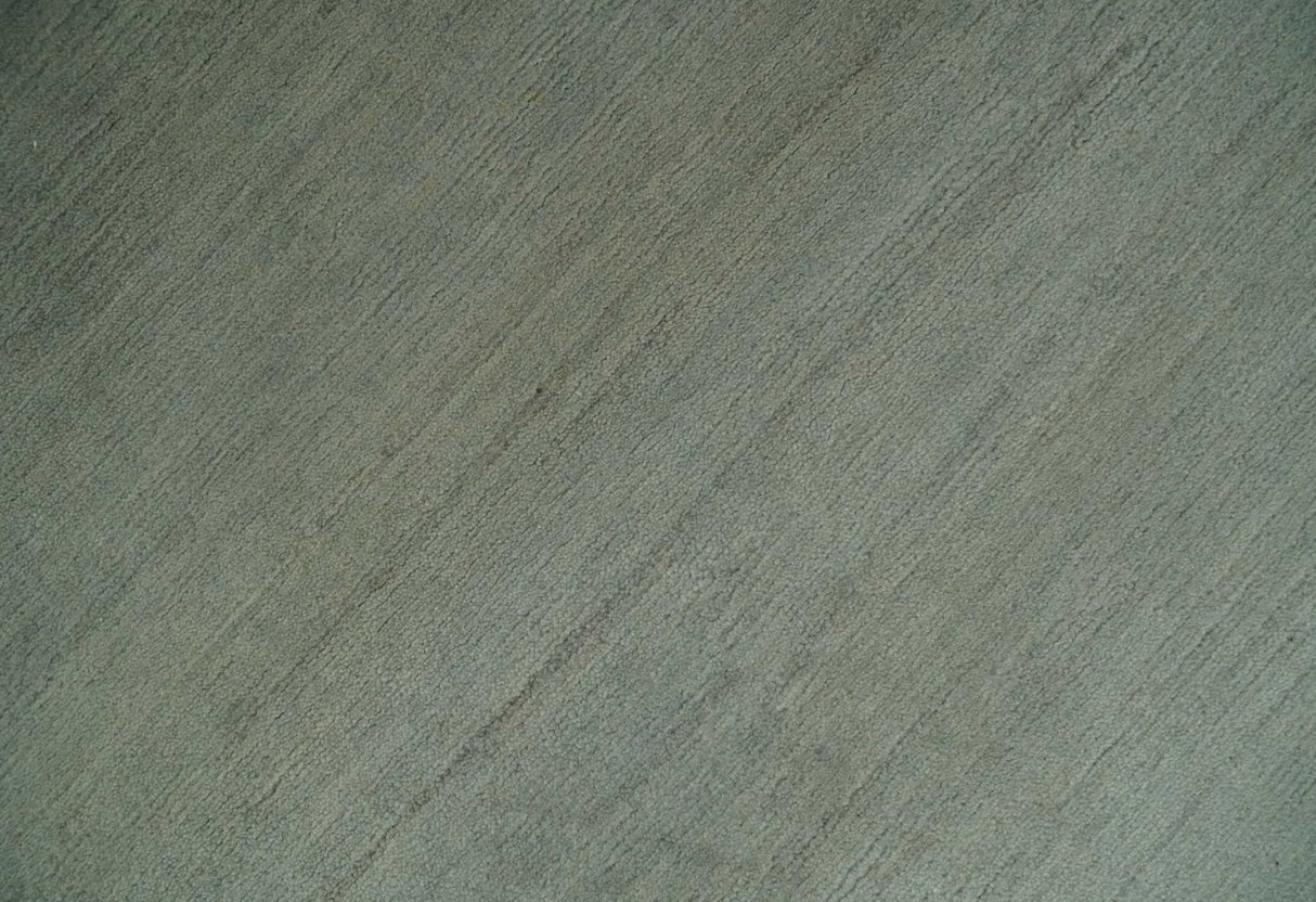 Solid Plain Ivory and Charcoal 5.6x8 wool and Art Silk Area Rug-Area Rug-Parc Decor