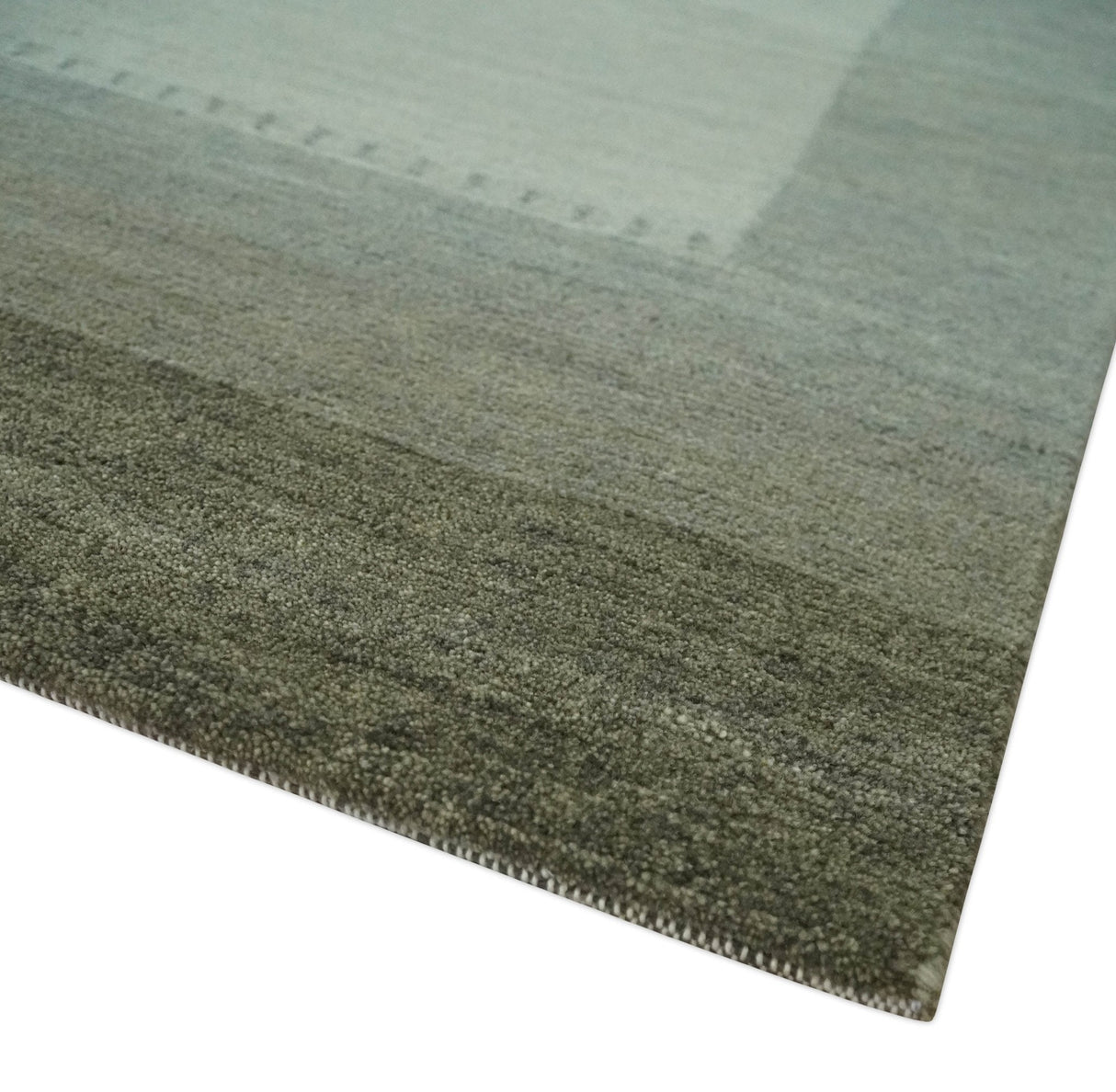 Solid Plain Ivory and Charcoal 5.6x8 wool and Art Silk Area Rug-Area Rug-Parc Decor