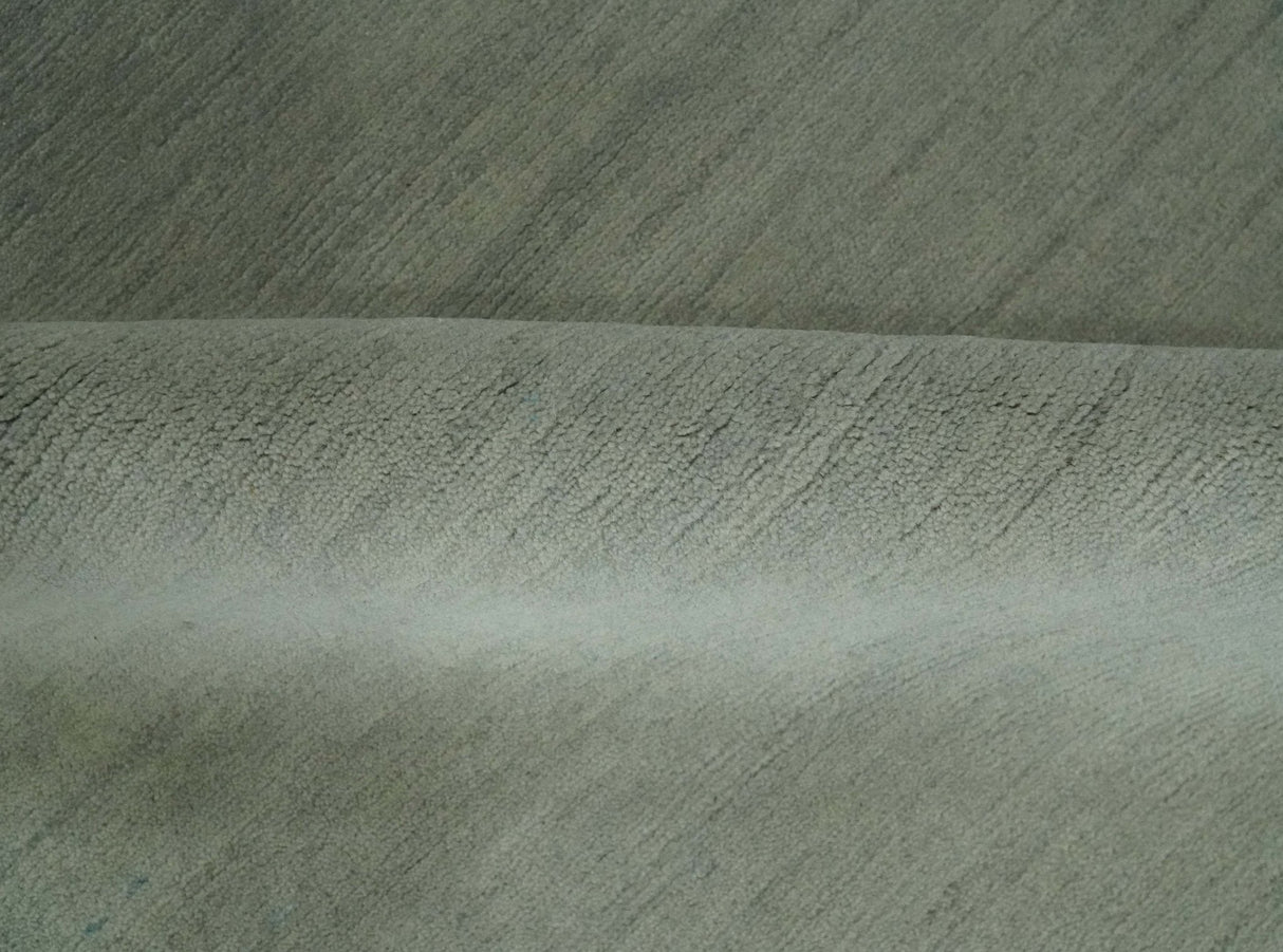 Solid Plain Ivory and Charcoal 5.6x8 wool and Art Silk Area Rug-Area Rug-Parc Decor