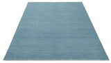 Solid Plane Blue Custom Made Modern Hand knotted wool Area Rug