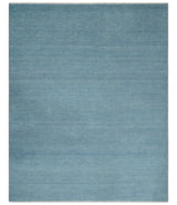 Solid Plane Blue Custom Made Modern Hand knotted wool Area Rug