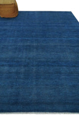 Solid Plane Blue Hand knotted Contemporary Custom Made wool Area Rug