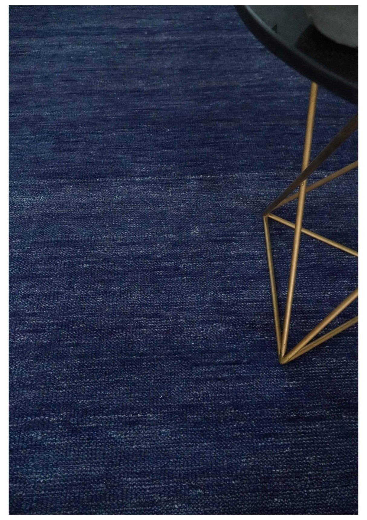 Solid Plane Navy Blue Hand knotted Modern 8x10 wool Area Rug