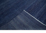 Solid Plane Navy Blue Hand knotted Modern 8x10 wool Area Rug