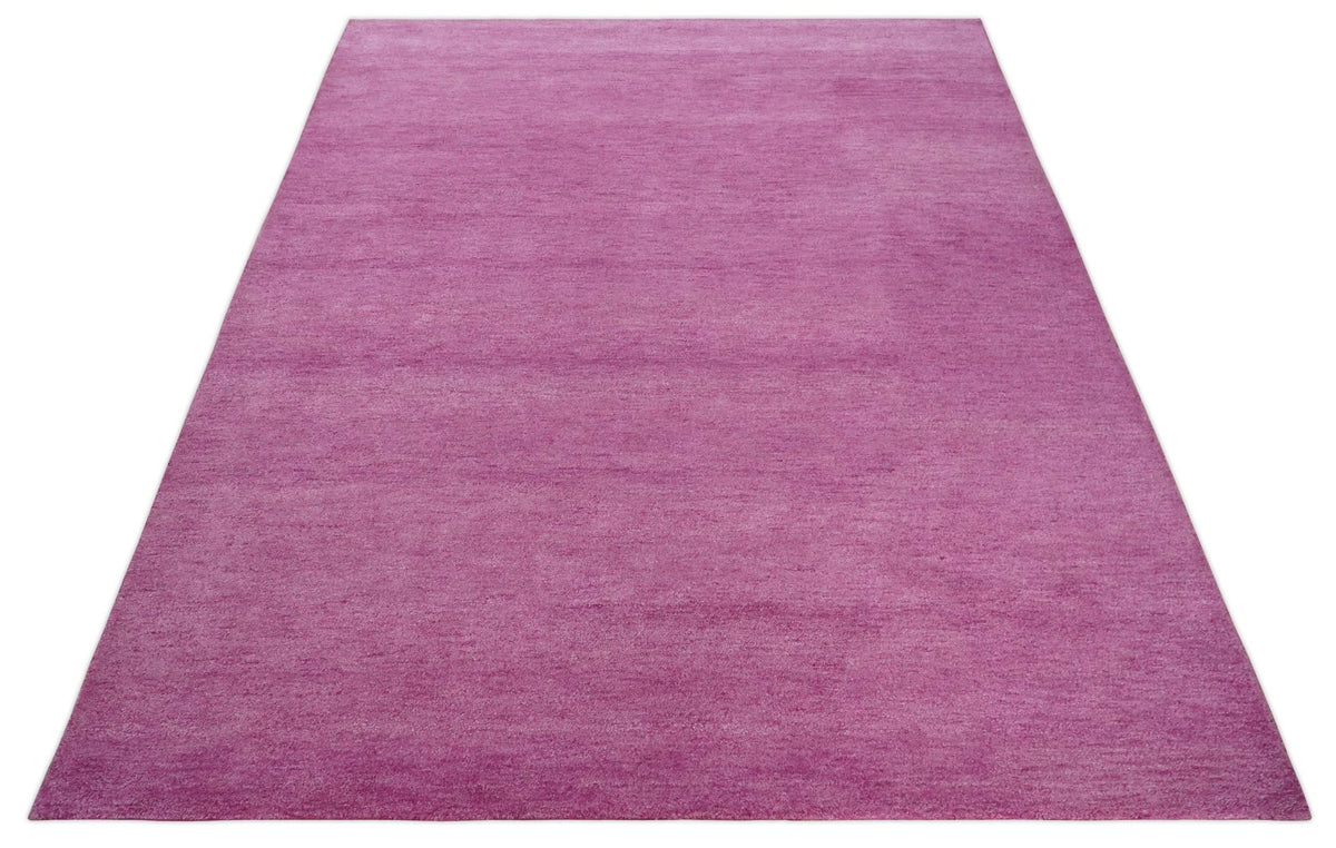 Solid Plane Orchid Pink Woolen Hand Tufted Multi Size Rug
