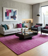 Solid Plane Orchid Pink Woolen Hand Tufted Multi Size Rug