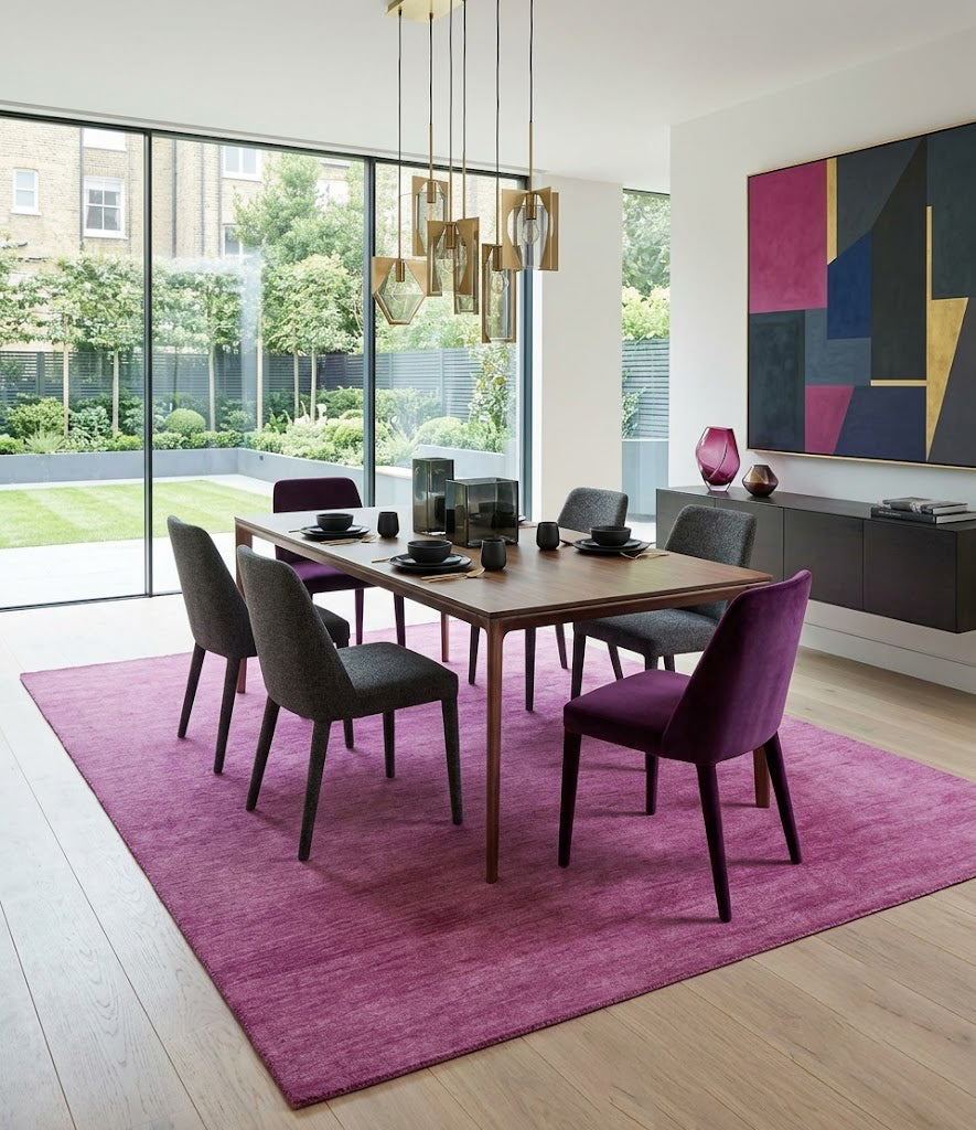 Solid Plane Orchid Pink Woolen Hand Tufted Multi Size Rug
