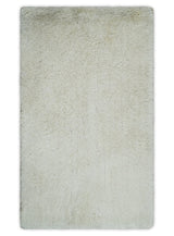 Solid Plush and Soft 3x5, 4x6 and 5x7 Hand Woven Shag Ivory Area Rug | SHAG1