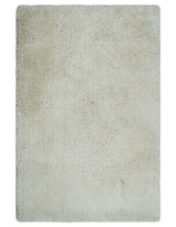 Solid Plush and Soft 3x5, 4x6 and 5x7 Hand Woven Shag Ivory Area Rug | SHAG1