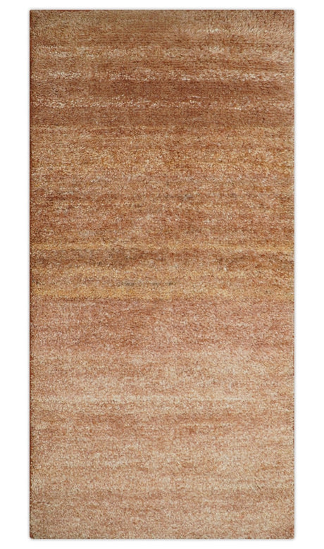 Solid Rust Hand knotted Contemporary Custom Made wool Area Rug