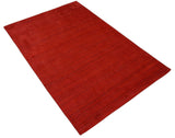 Solid Rust Scandinavian 5x7 Blended Wool Flatwoven Area Rug, Dinning, Kids Rug | HL15-Area Rug-Parc Decor