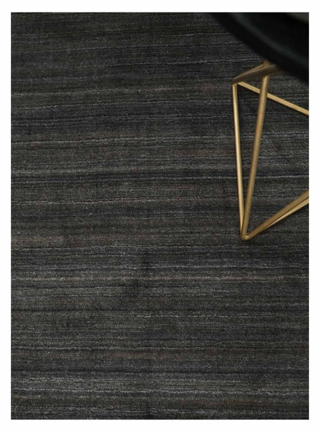 Solid Shaded Charcoal 5x7 Blended Wool Hand Woven Area Rug
