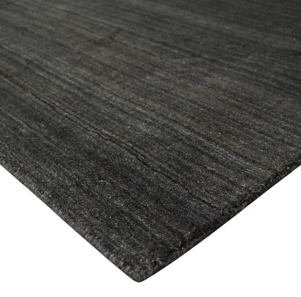 Solid Shaded Charcoal 5x7 Blended Wool Hand Woven Area Rug