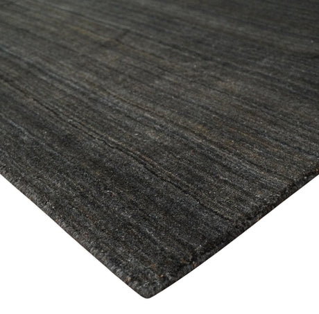 Solid Shaded Charcoal 5x7 Blended Wool Hand Woven Area Rug
