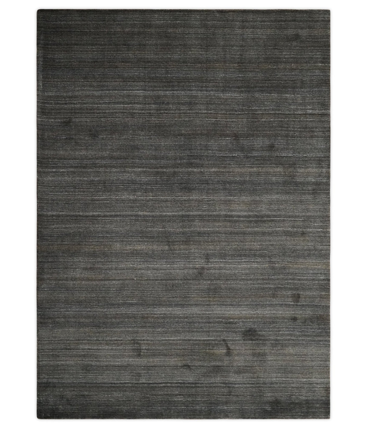 Solid Shaded Charcoal 5x7 Blended Wool Hand Woven Area Rug