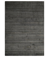 Solid Shaded Charcoal 5x7 Blended Wool Hand Woven Area Rug