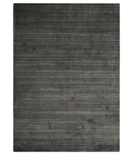 Solid Shaded Charcoal 5x7 Blended Wool Hand Woven Area Rug