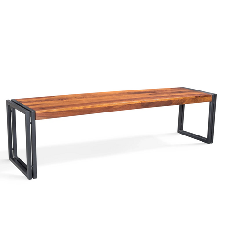 Solid Sheesham Bench with Metal Legs-Bench-Parc Decor